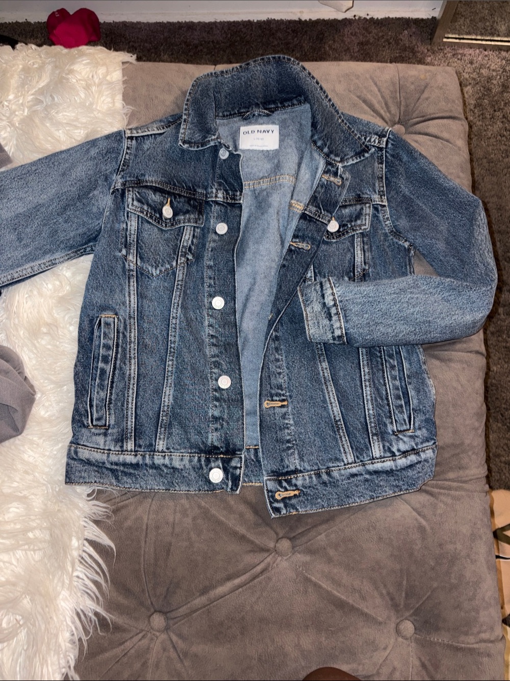 Old Navy Medium Blue Denim Jacket with Button Front